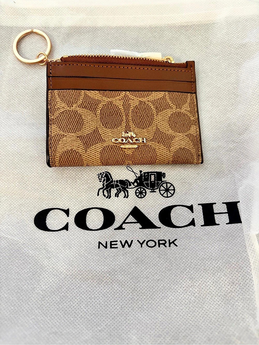 Coach Mini ID CaseSignature Canvas Brown